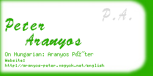 peter aranyos business card
